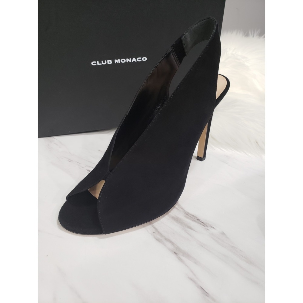 NEW $298 Club Monaco SZ 39 - 9 Black Suede Heels Isadora Pumps sling back